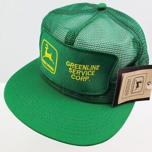 John Deere Vintage Snapback Hat K-Products Full Mesh Greenline Service Patch NWT
